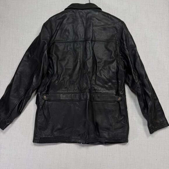 Vintage Wilsons Leather Black Jacket Full Zip Front Quilted Liner Size S - Picture 2 of 14